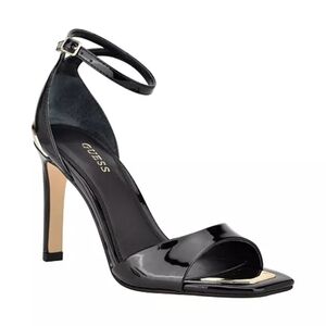 Guess Glossy Black Heels with Gold Accents Size 8.5